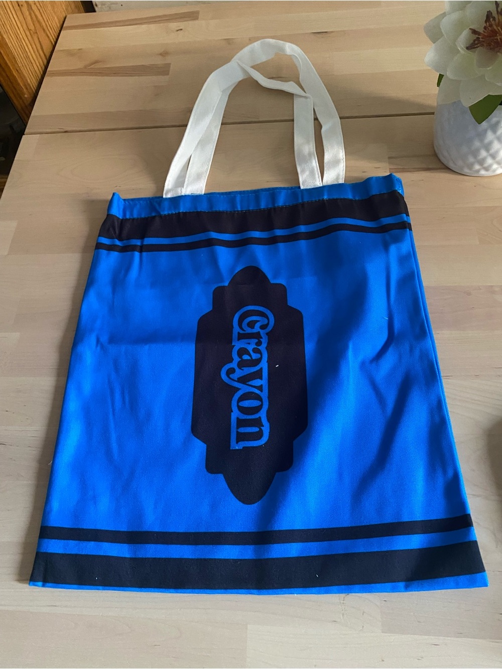 Blue Tote Bag with White Handles - Brand